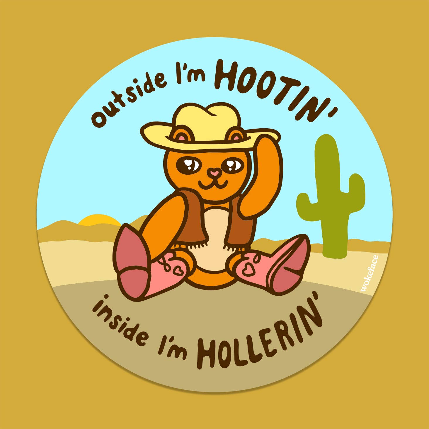 Wokeface - Wholesale Sticker - Sticker - Hootin' Hollerin Cowboy Bear1