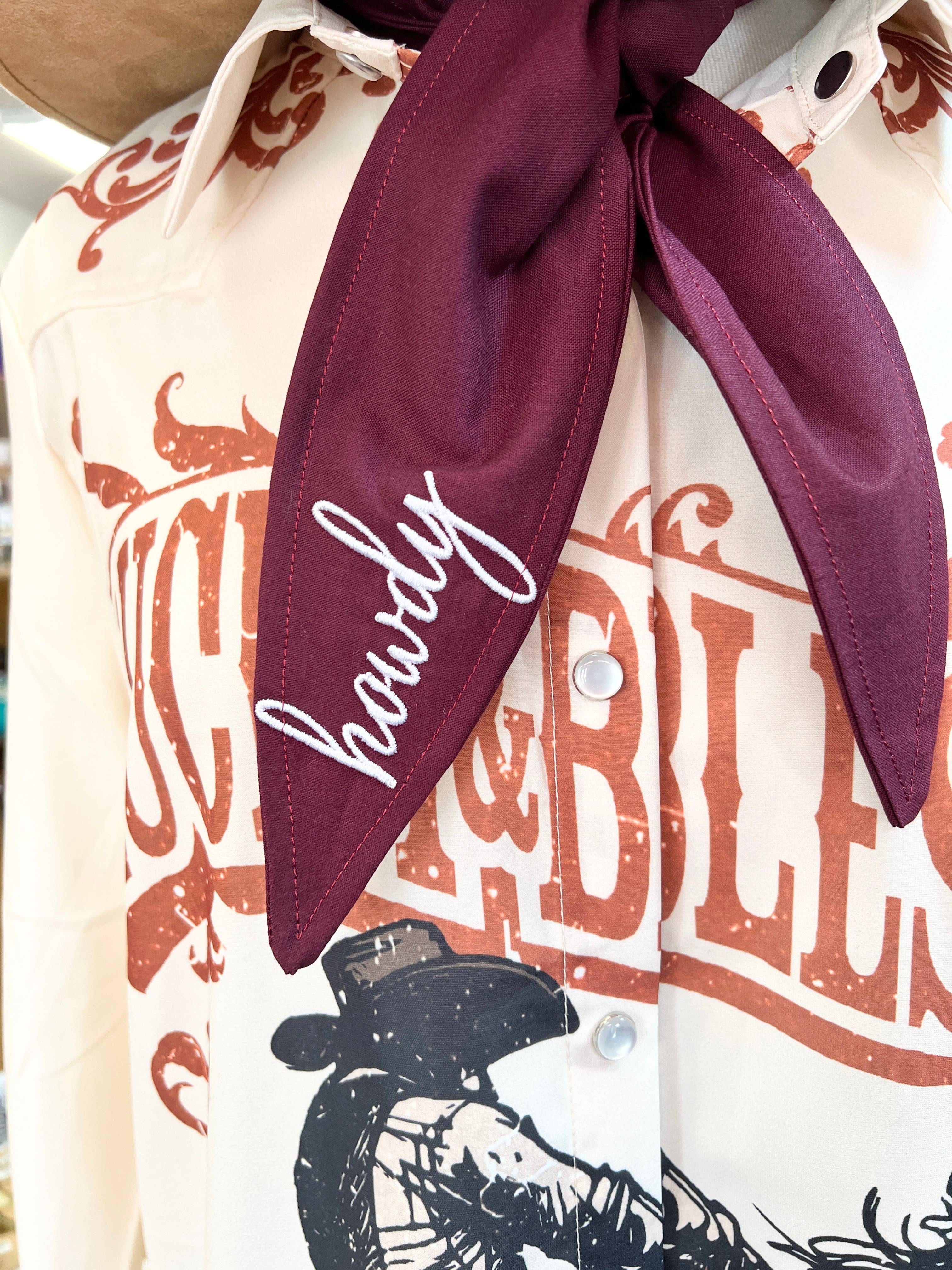 The Funky Soul - Wholesale Scarf - Women's - Howdy Embroidered Ascot Scarf, Gifts3