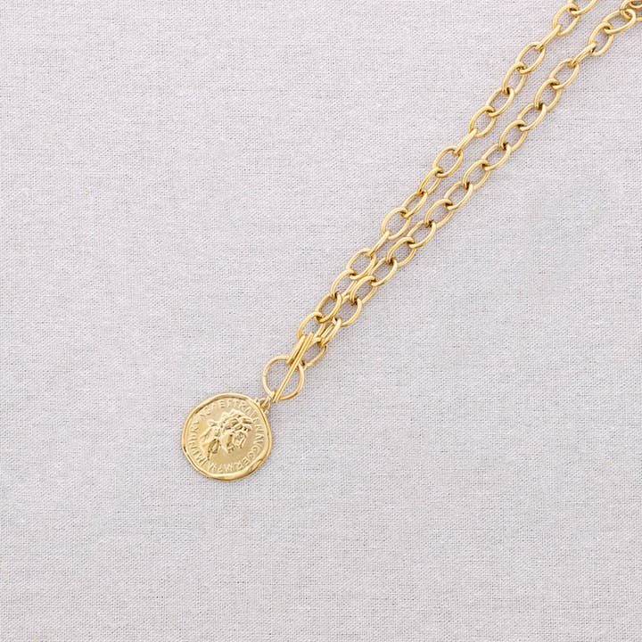 gold Steel Choker Coin Pendant for wholesale on Faire