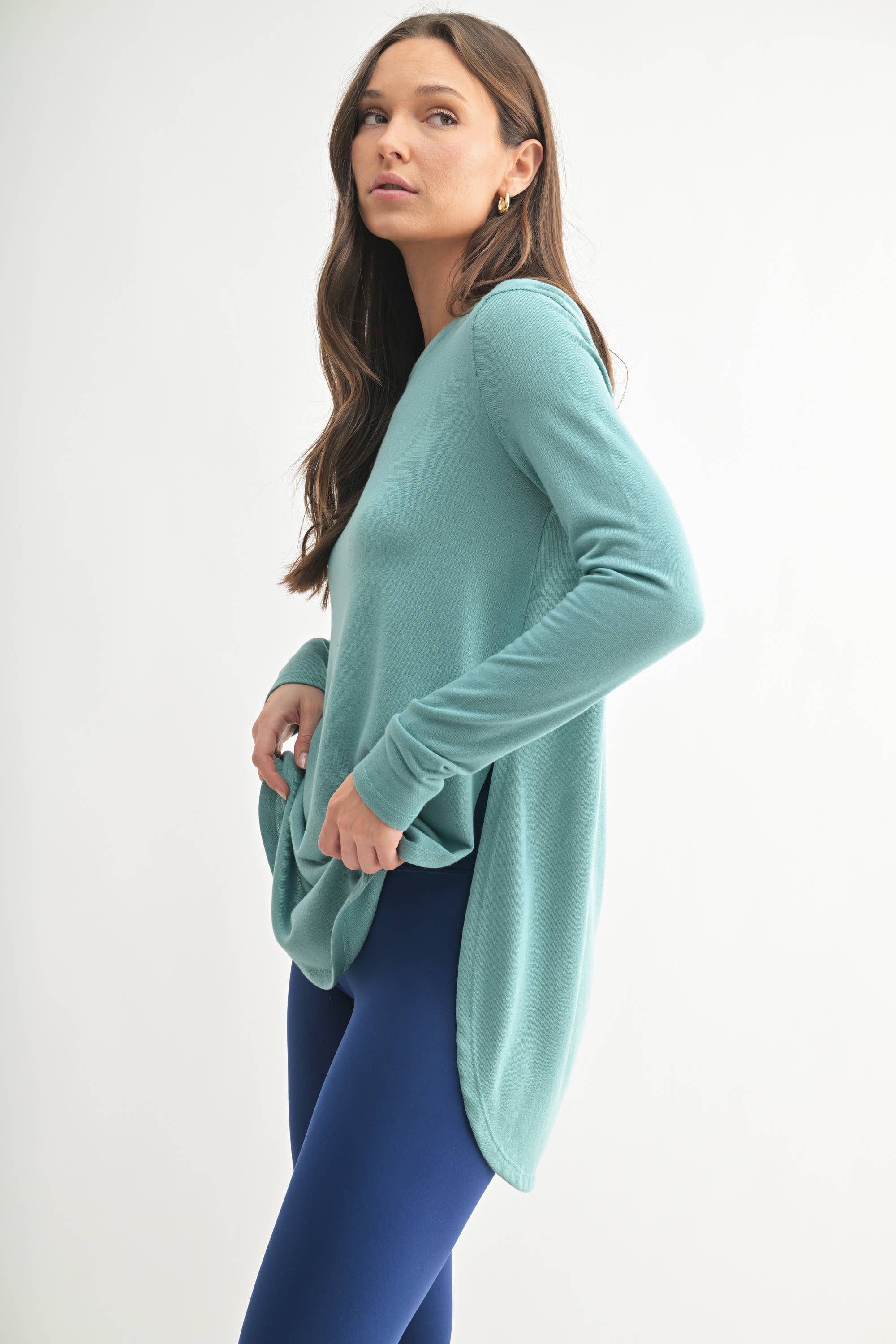 Mono B - Wholesale Tunic - Women's - Long Sleeve Flow Top with Side Slit16