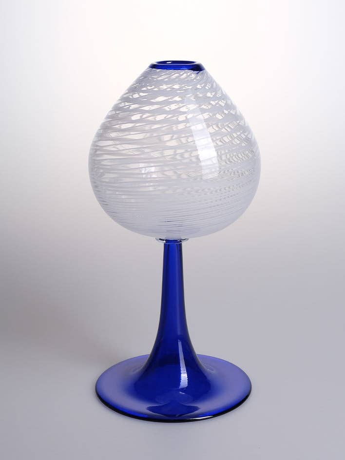 Vaso in vetro fatto a mano "Supporto Blu Neck" blu per la vendita all'ingrosso da parte di Barbablanca Glassworks