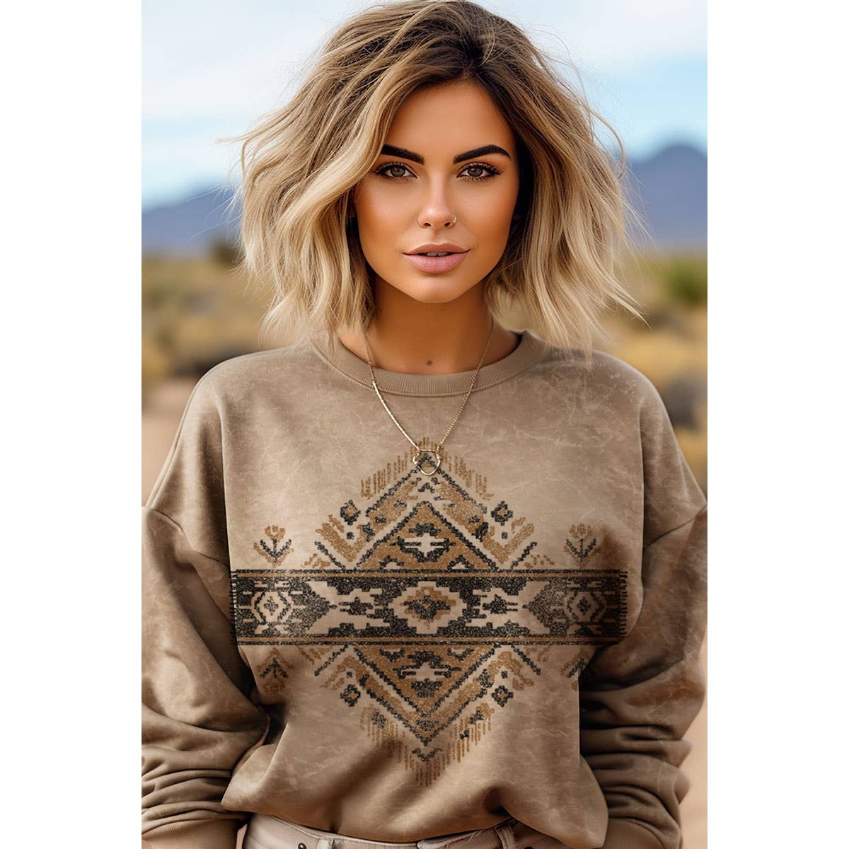 HRTandLUV - Wholesale Sweatshirt - Women's - VINTAGE AZTEC MINERAL GRAPHIC SWEATWHIRTS5