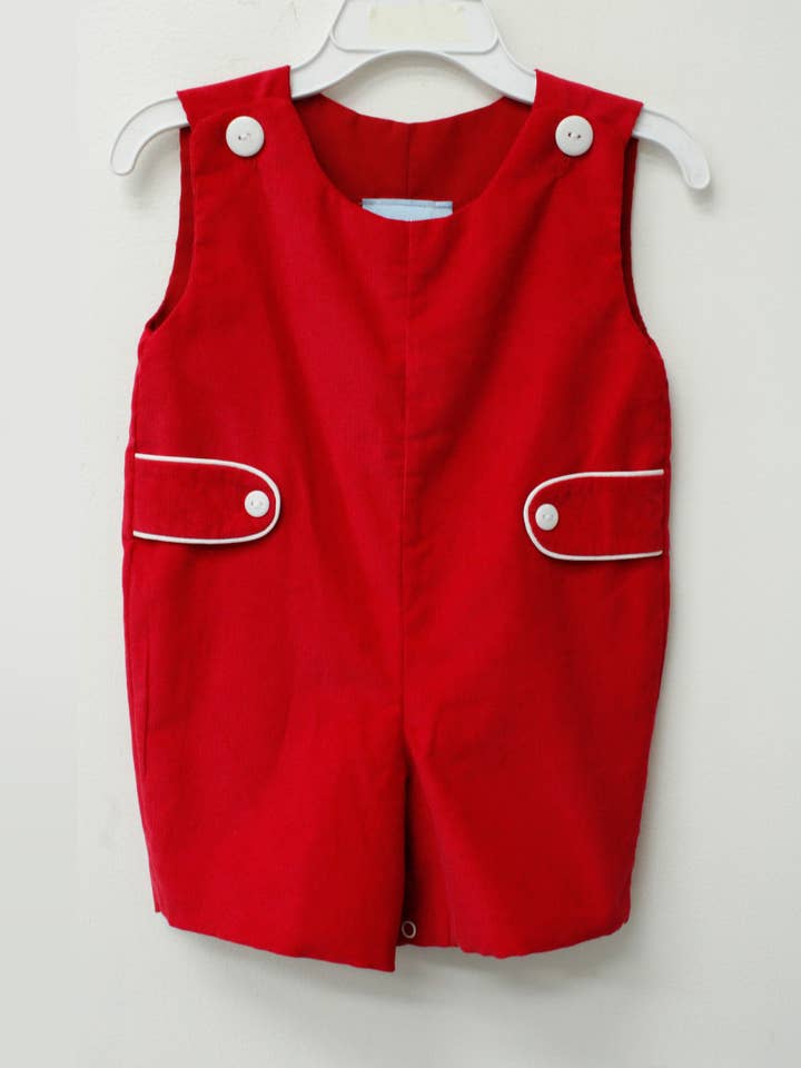 Red Corduroy Caleb Shortall  for wholesale by Charming Little Ones