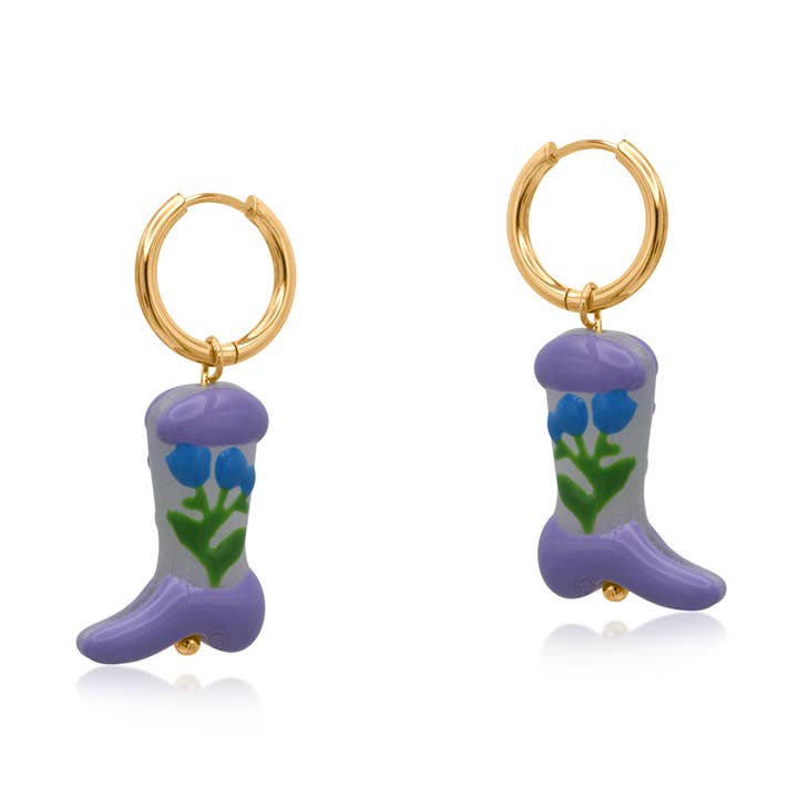 Cowboy Boots Charm Earrings for wholesale by Big Metal London