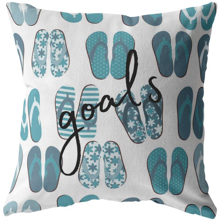 Beach and Sandals Goals Ocean Throw Pillow or Zip Cover Beach House Decor for wholesale by Caliberry Home Goods