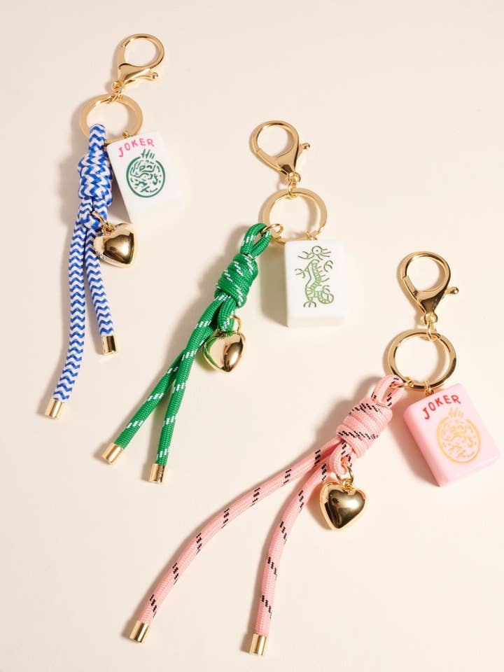 Porta-chaves de Corda com Azulejo de Mahjong e Coração Fofo por atacado de Designature New York