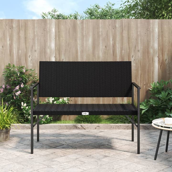 Garden Bench Black PE Rattan, Powder-Coated Steel Medium Durable for wholesale by American Smart