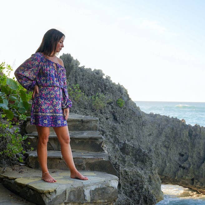 Mini Saia Parker em Azul Íris por atacado de Sea Lustre