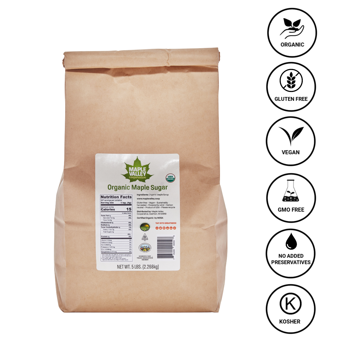 Maple Valley Cooperative - Wholesale Sugar/Sweetener - Maple Sugar Organic 5lb Bulk1