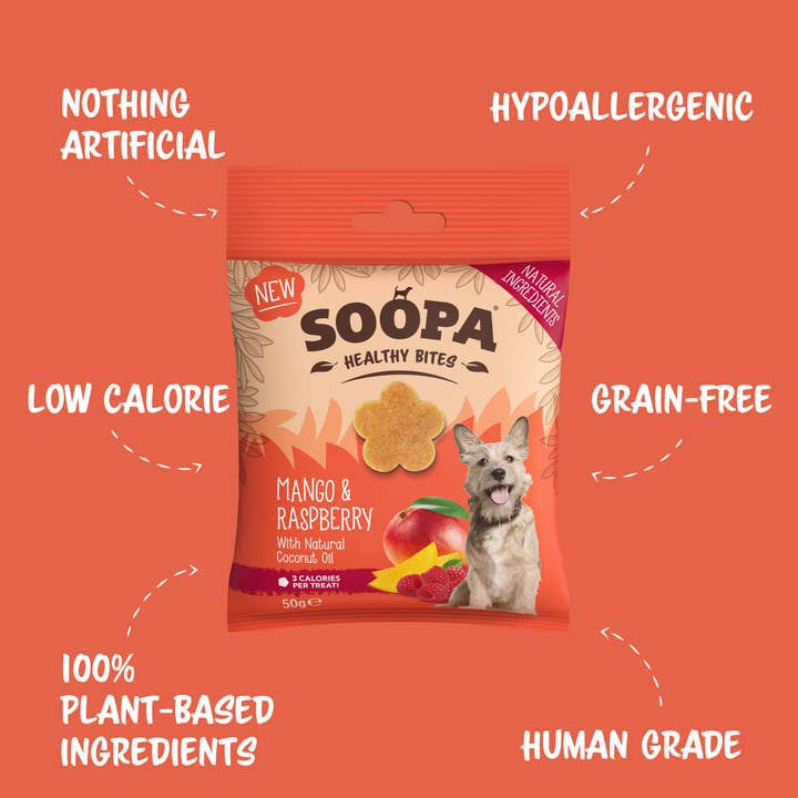 Soopa UK - Wholesale Pet Treats - Dog - Mango & Raspberry Dog Treats