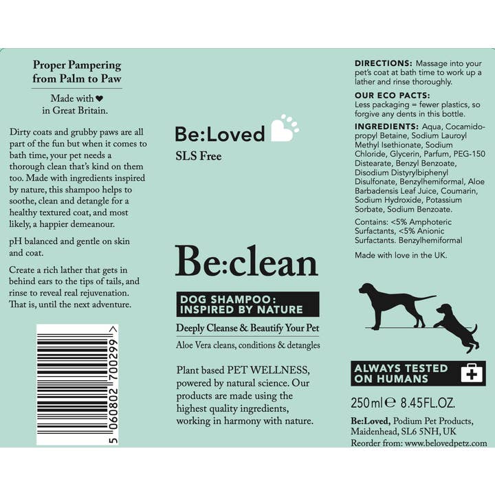 BeLoved, Natural Dog Grooming Products. - Vente Shampoing – chien - Shampooing pour chien Be:Clean - Nettoie en profondeur et embellit votre animal de compagnie2