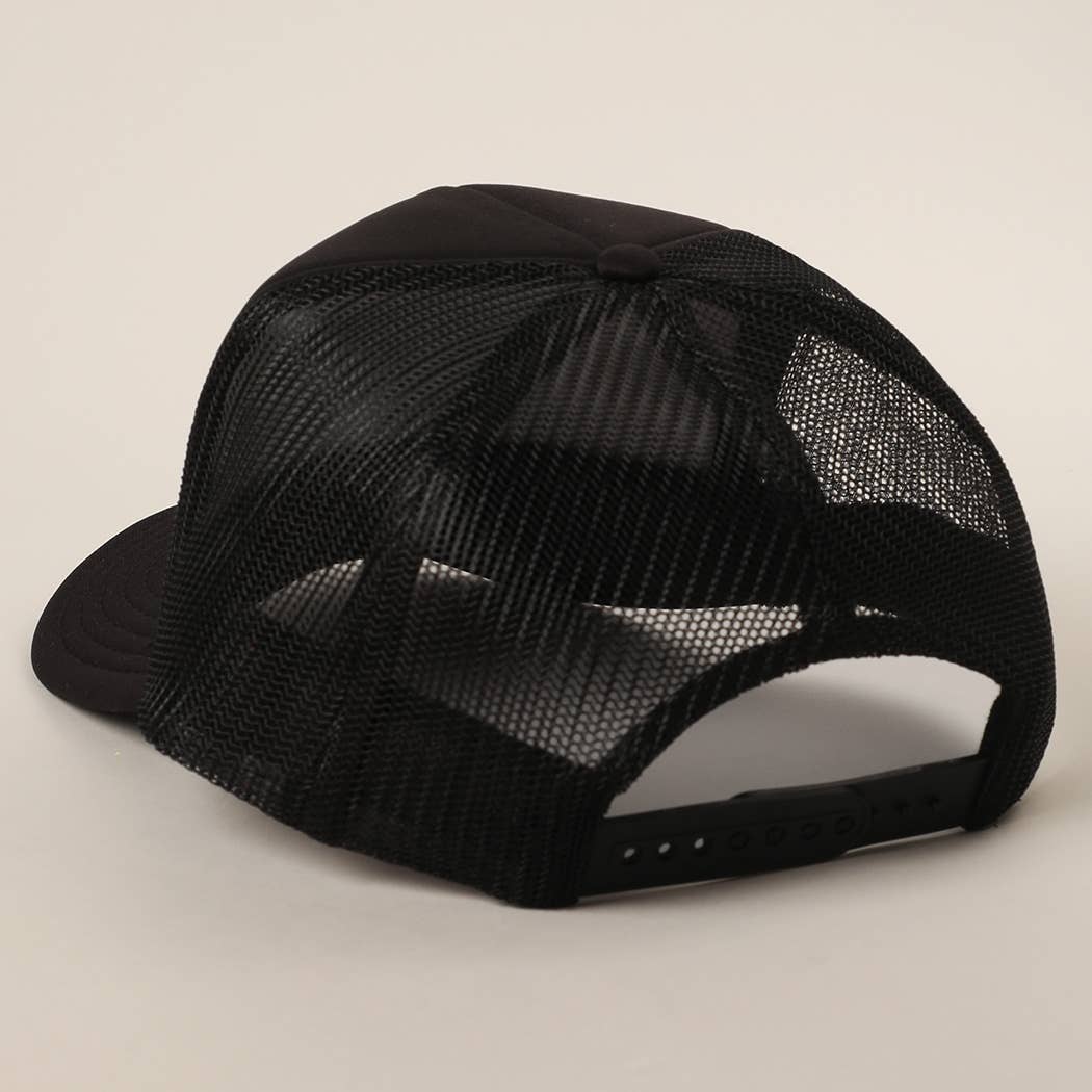 Fashion City - Wholesale Trucker Hat - Unisex - Salty But Sweet Text Logo Printed Mesh Back Trucker Hat3