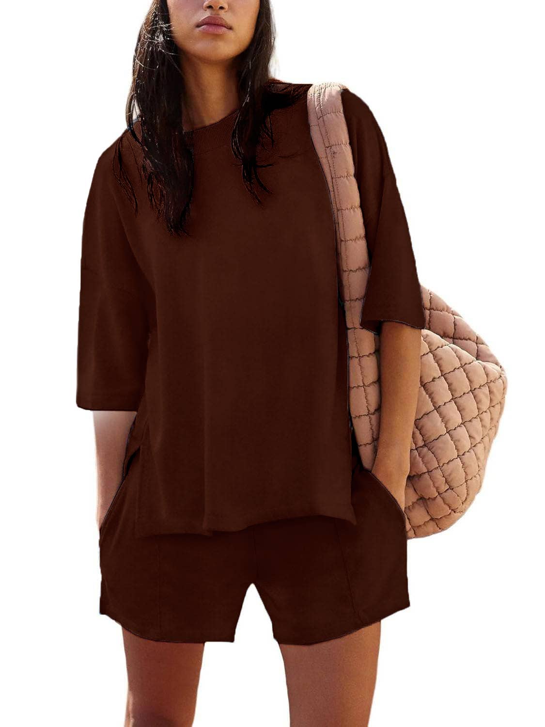 Rosa Clothing - Wholesale Top & Short Set (NOT Loungewear) - Women's - crewneck short sleeve oversized t-shirt & short casual set11