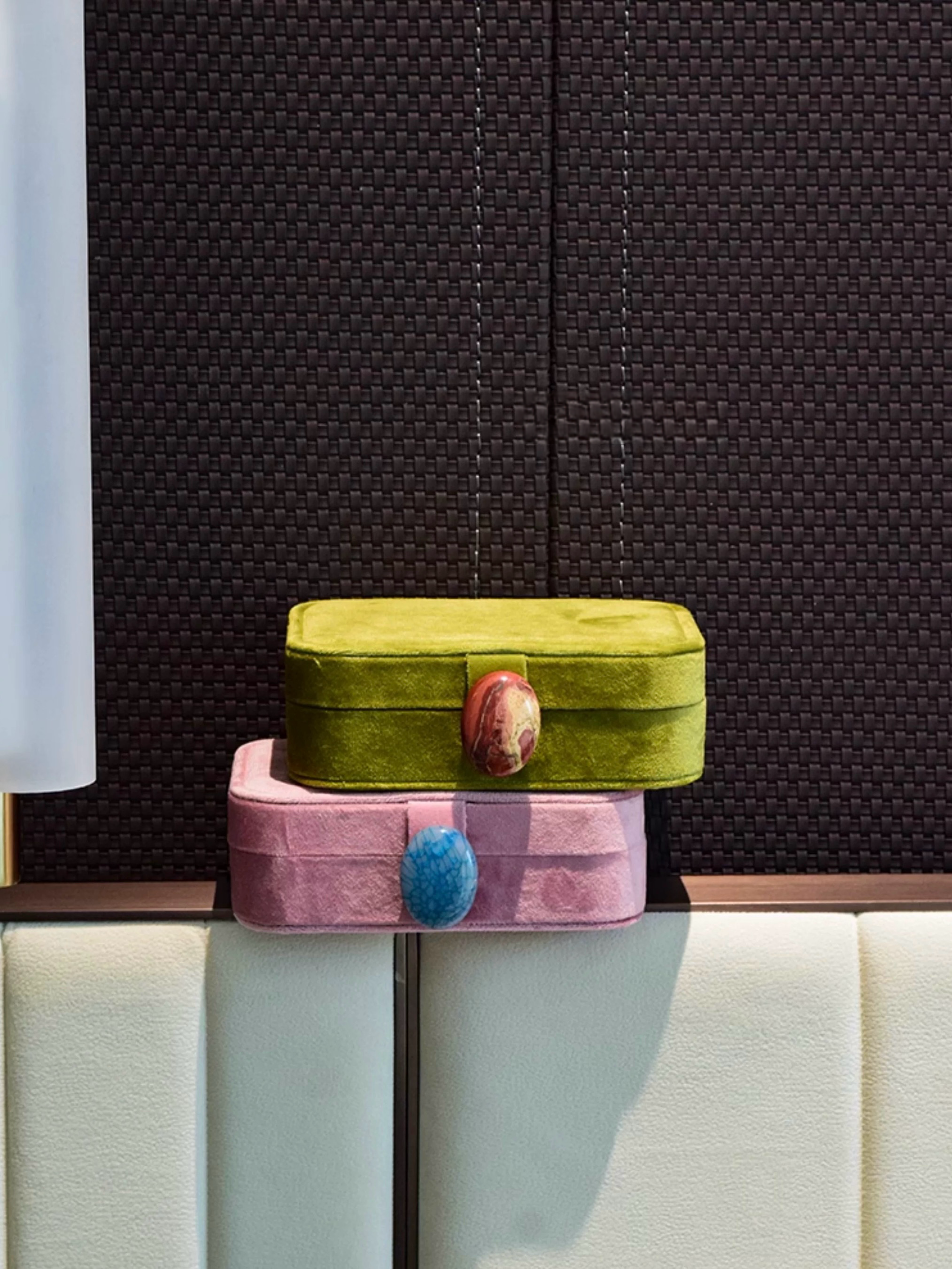 INSPECIAL HOME - Wholesale Jewelry Box/Organizer - Vintage Pebble Velvet Jewellery Box Accessory Storage Case 8