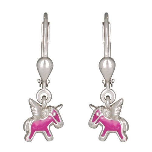 brinco mini Pegasus rosa prata 925 por atacado de Janusch