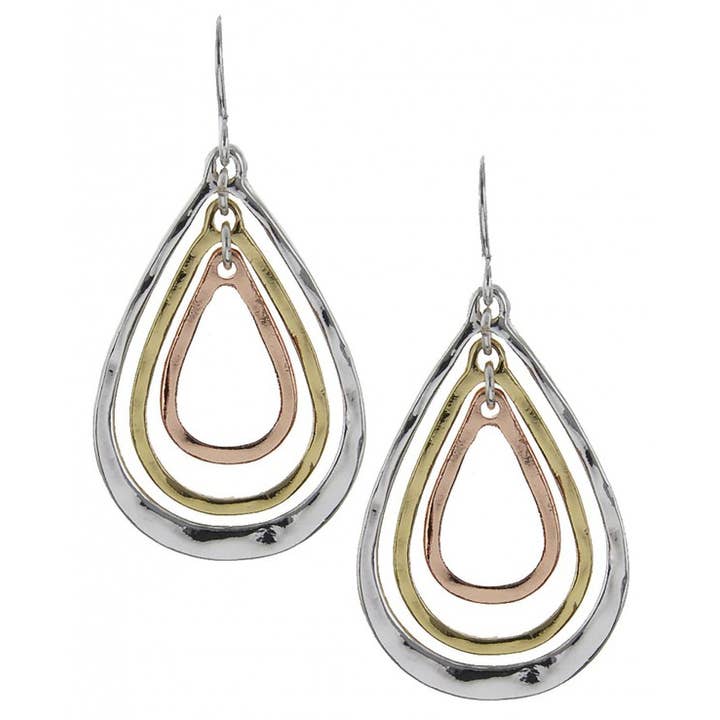 FR2548 Multi-Colored Layered Multi-Ring Teardrop Earrings for wholesale by 0011 PREMIERE