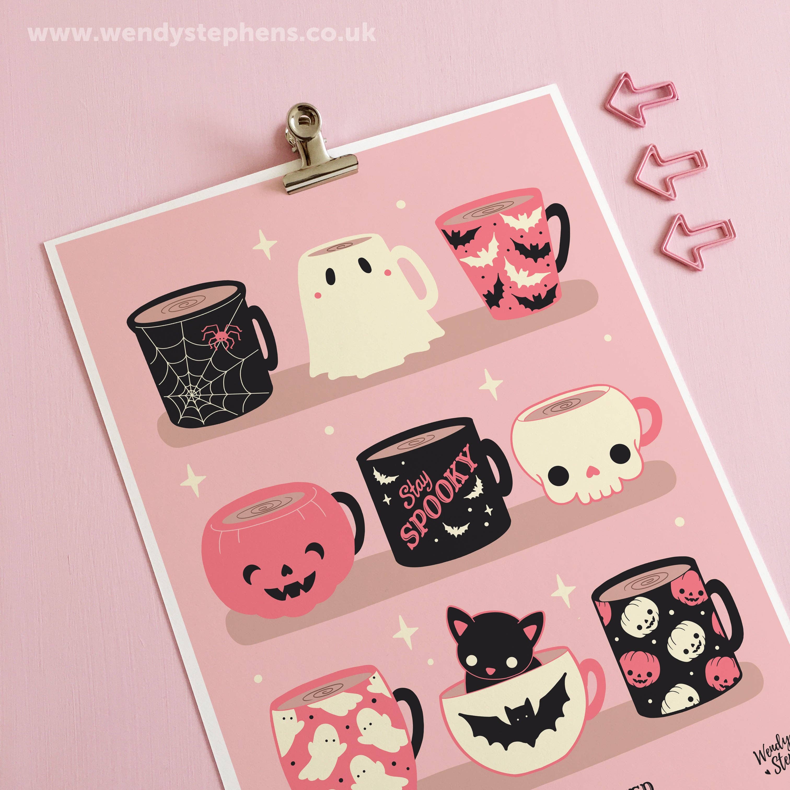 Wendy Stephens Art - Wholesale Art Print - Spooky Coffee Mugs Spooky Art Print0
