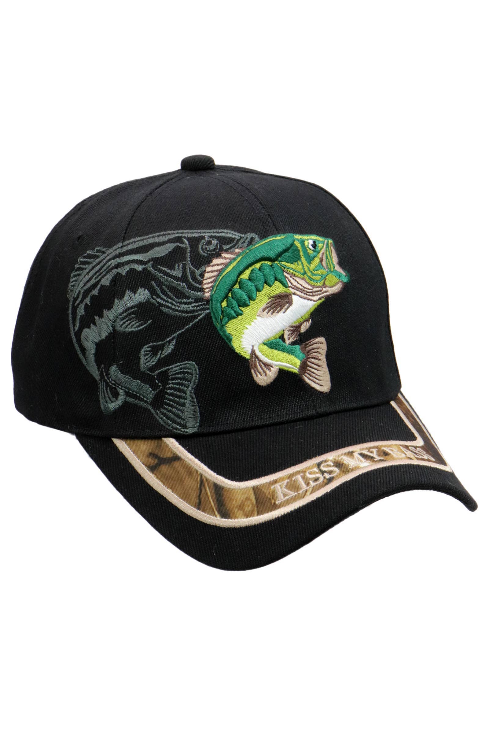 Cap Zone - Venta al por mayor Gorra de béisbol - Unisex - Gorra de béisbol acrílica Kiss My Bass Fish con cierre de velcro14