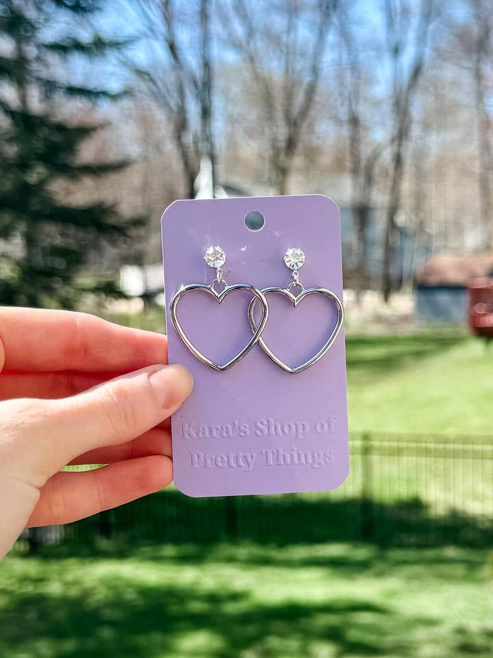 Handmade Silver Heart Earrings for wholesale by Kara’s Shop of Pretty Things