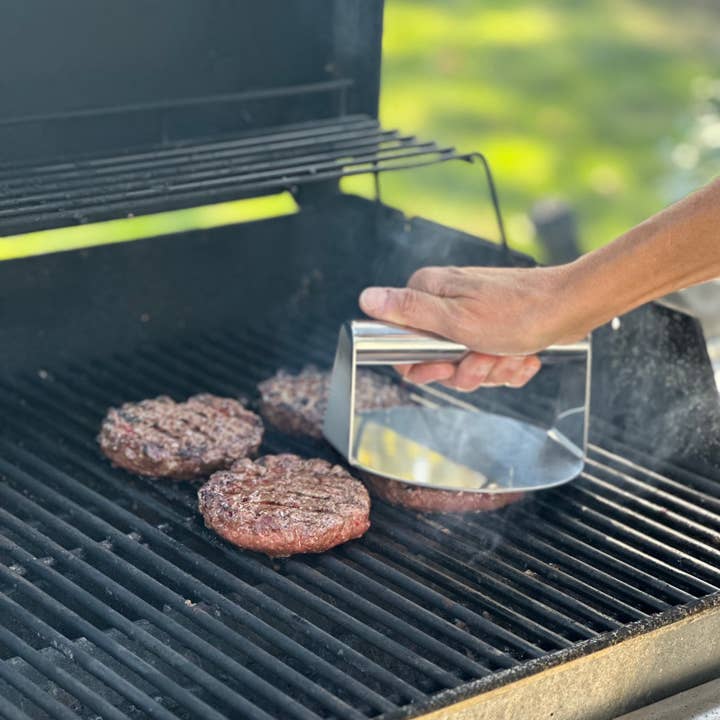 Fox Run Brands - Wholesale Kitchen Tool/Gadget - Outset Stainless Steel Burger Smasher, 5.7” x 6” x 3.15”