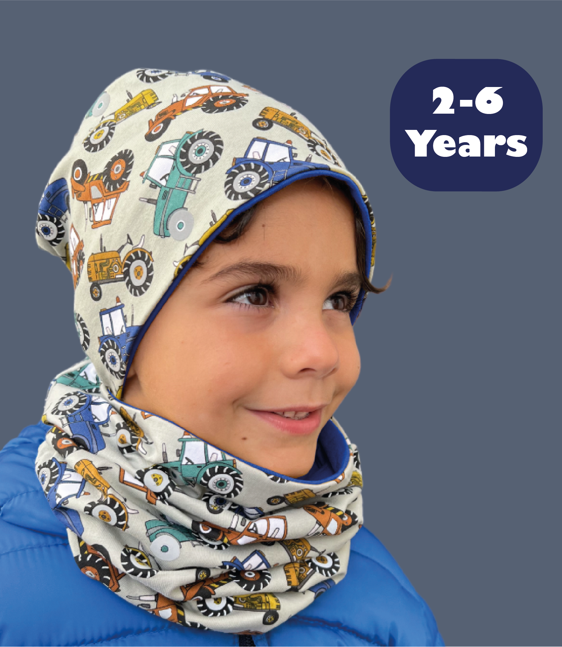 HECKBO – wholesale Mössa - Barn – 360° Reflektor Beanie & Loop - Traktor - Fleece insida2