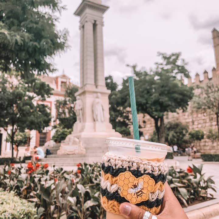 WanderlustBee – Mangas térmicas de bebidas por atacado – Bee Cup Cozy/Bee Cozy/Bee Drink Sleeve/Presente