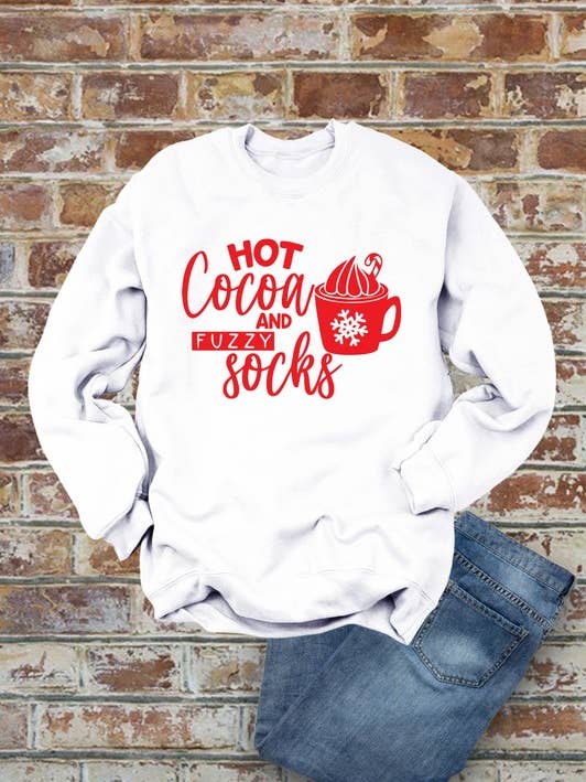 Hot Cocoa And Fuzzy Socks, Christmas, Unisex Crewneck Fleece Sweatshirts for wholesale by Top Avenue