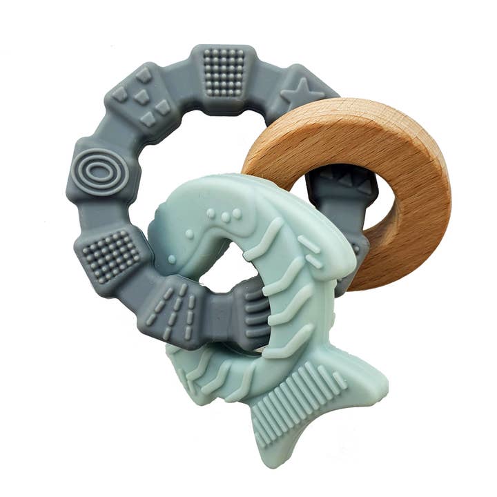 Baby Silicone Teether Toy Fish Ice blue for wholesale by Summerville organic