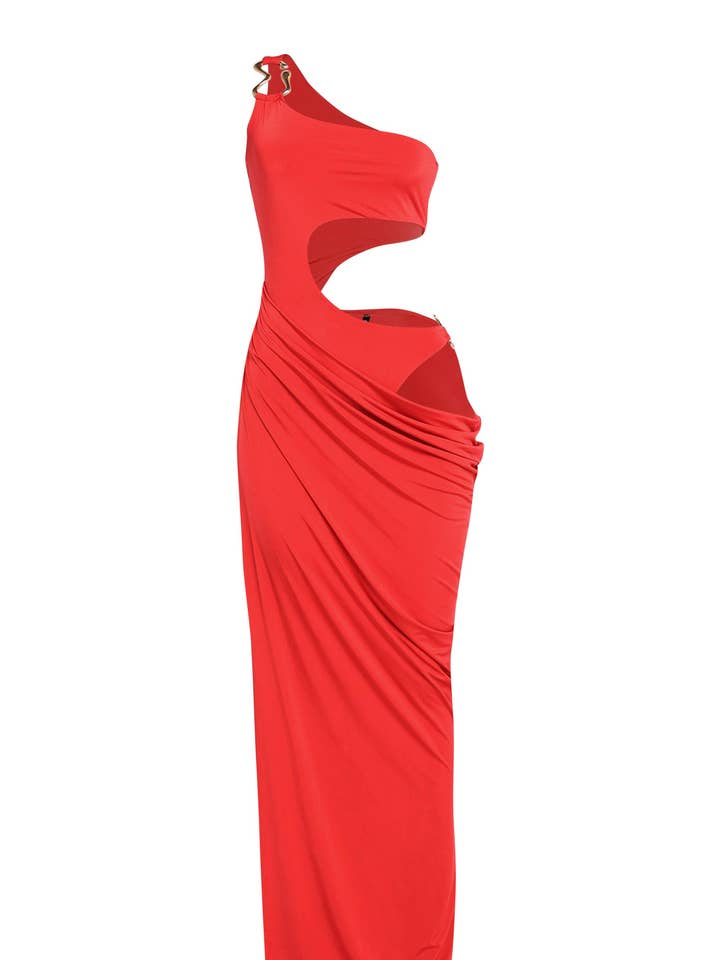 Asymmetrisk Maxi Kjole med Udsnit og Draperet Detalje for engroshandel hos K Too