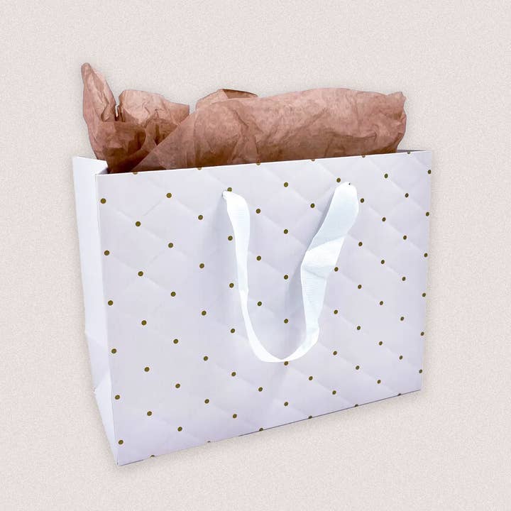 ByHome - Wholesale Gift Bag - 12pcs, 2 size light blue dot wavy surface gift bag w/ tissue