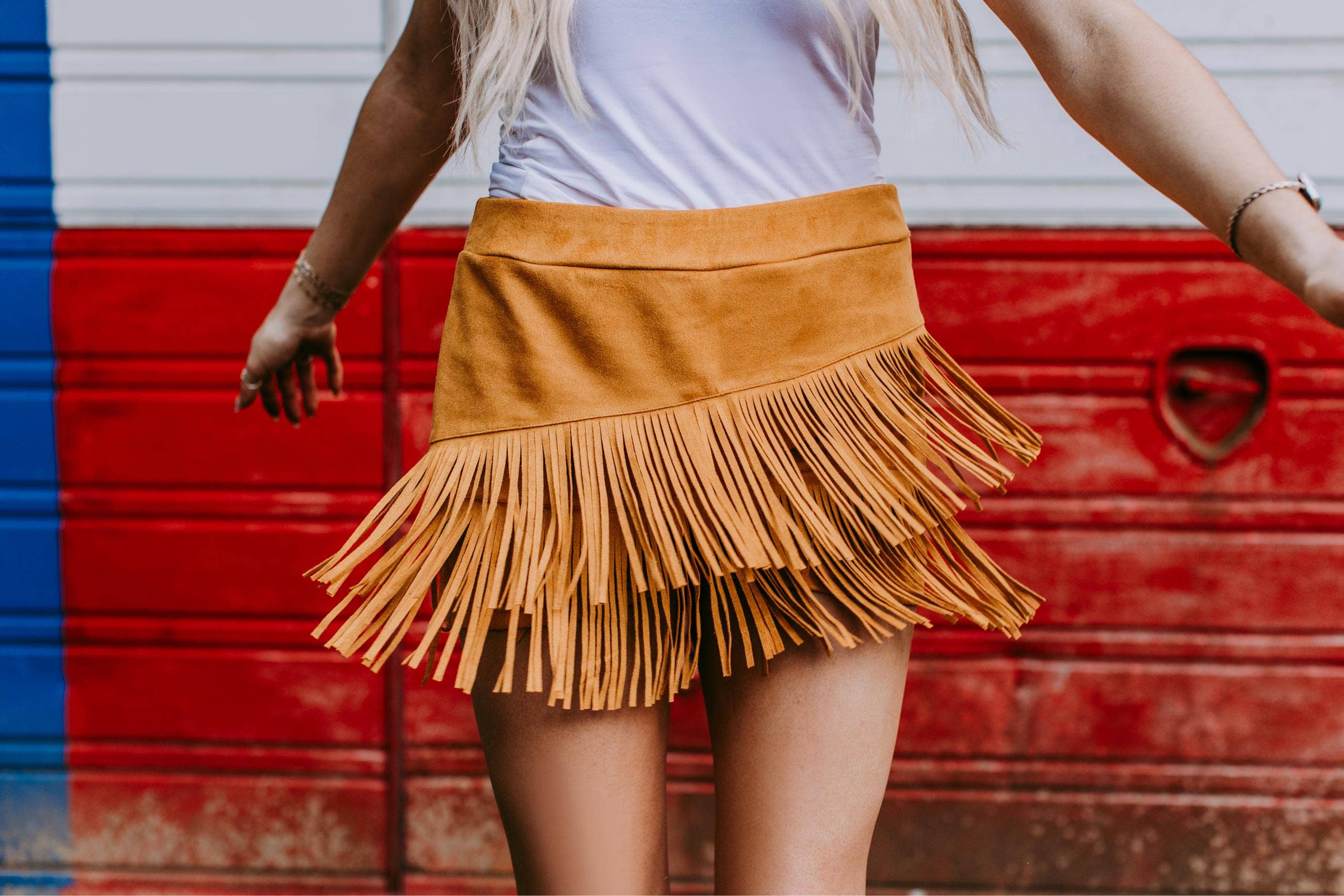 MK266 Holy Cow Vegan Suede Fringe Front Shorts - Mustard for wholesale on Faire2