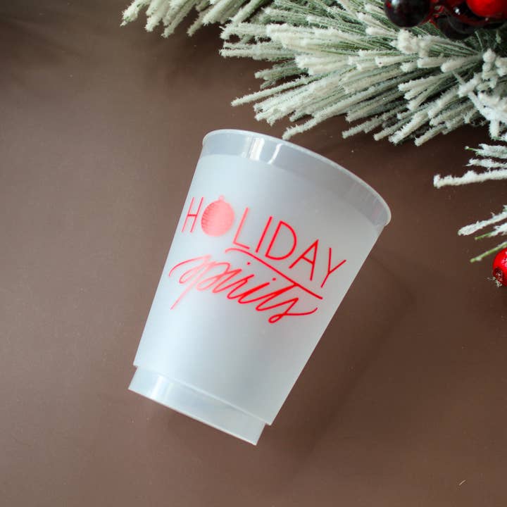 Birdie Mae Designs - Wholesale Disposable Cup - Holiday Spirits | Frosted Acrylic 16 oz Christmas Cups3