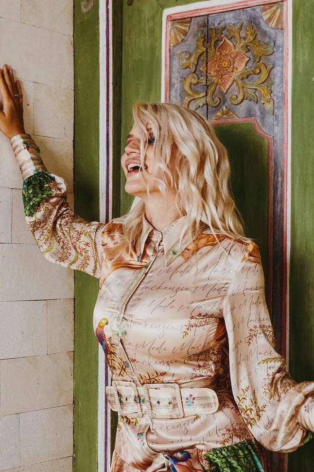 MACKENZIEMODE – Vestido - Mulher por atacado – Vestido longo Empress Silk com estampa Pavão11