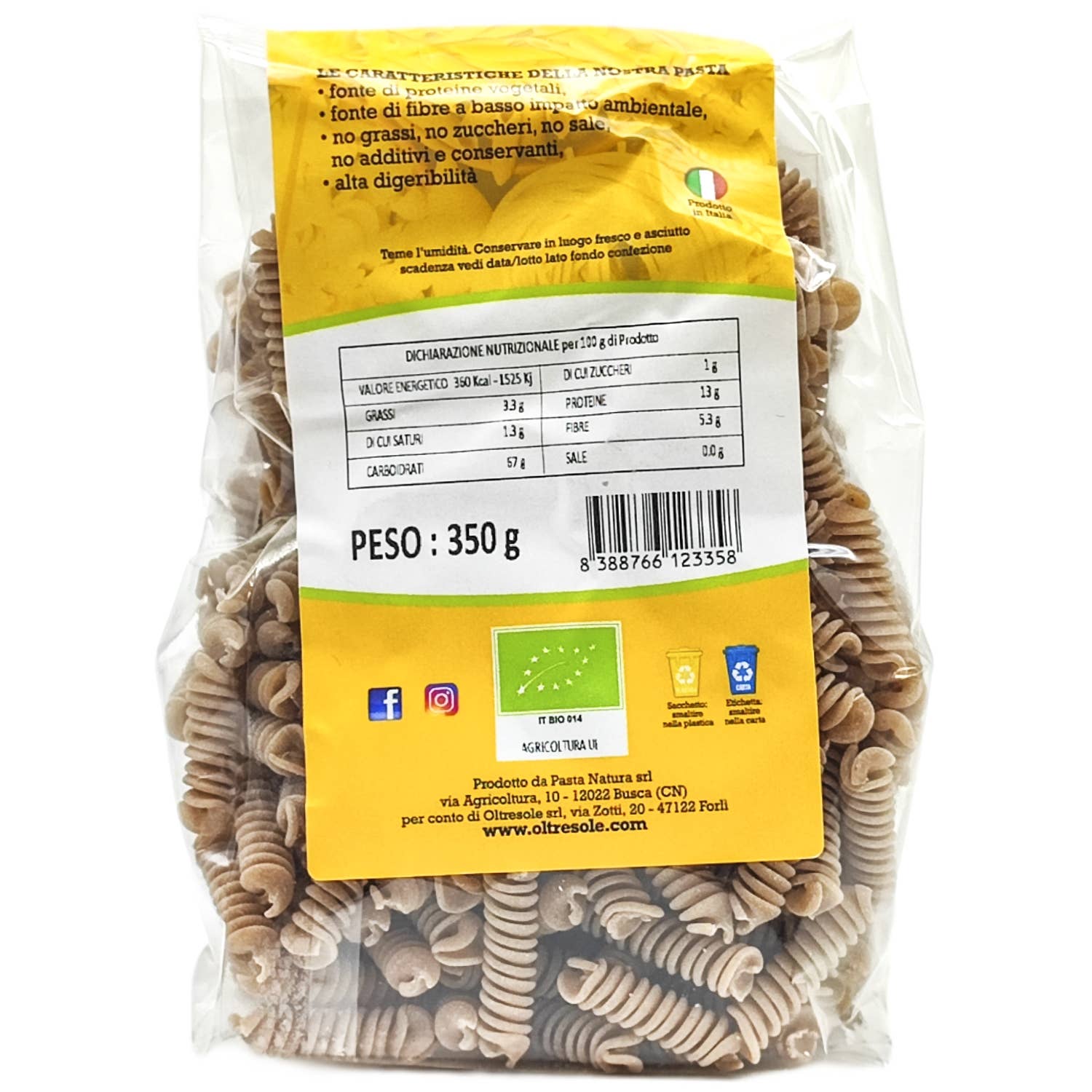 Oltresole - Wholesale Pasta - ORGANIC BUCKWHEAT PASTA FUSILLI 350 g2