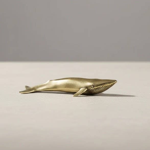 Kiyo Home - Wholesale Decorative Figurine - Small Brass Blue Whale | Whale Figurine | Copper Figurine0