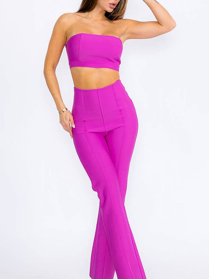 CROP TOP AND ZIPPER BELL LEG BANDAGE SET for wholesale by ROUSSEAU