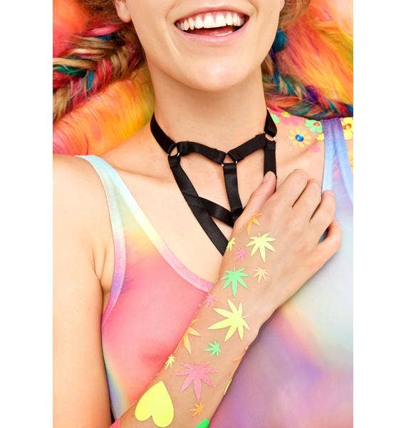 Sasswear - Wholesale Temporary Tattoo - Weed Blacklight Body Stickers-40pk9