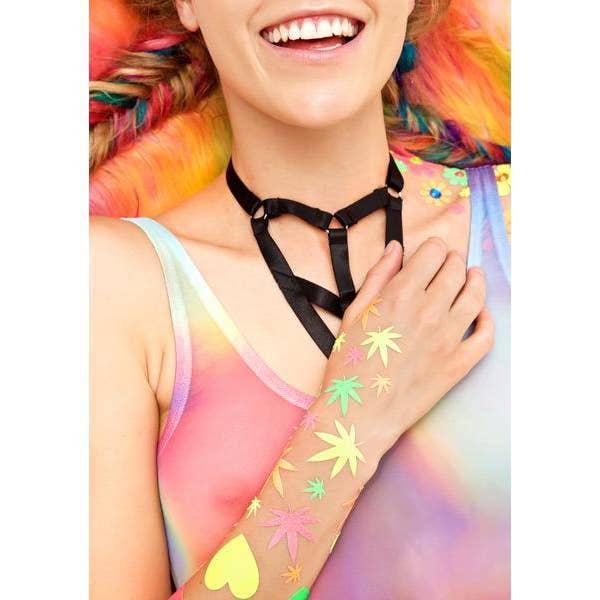 Sasswear - Wholesale Temporary Tattoo - Weed Blacklight Body Stickers-40pk9