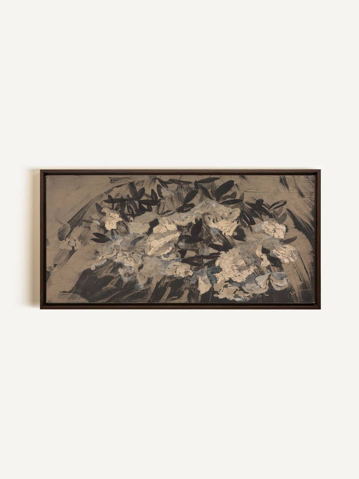 DARK BLOOM, Oeuvre sur toile étirée, encadré Brun Noyer for wholesale by Oleka Canvas