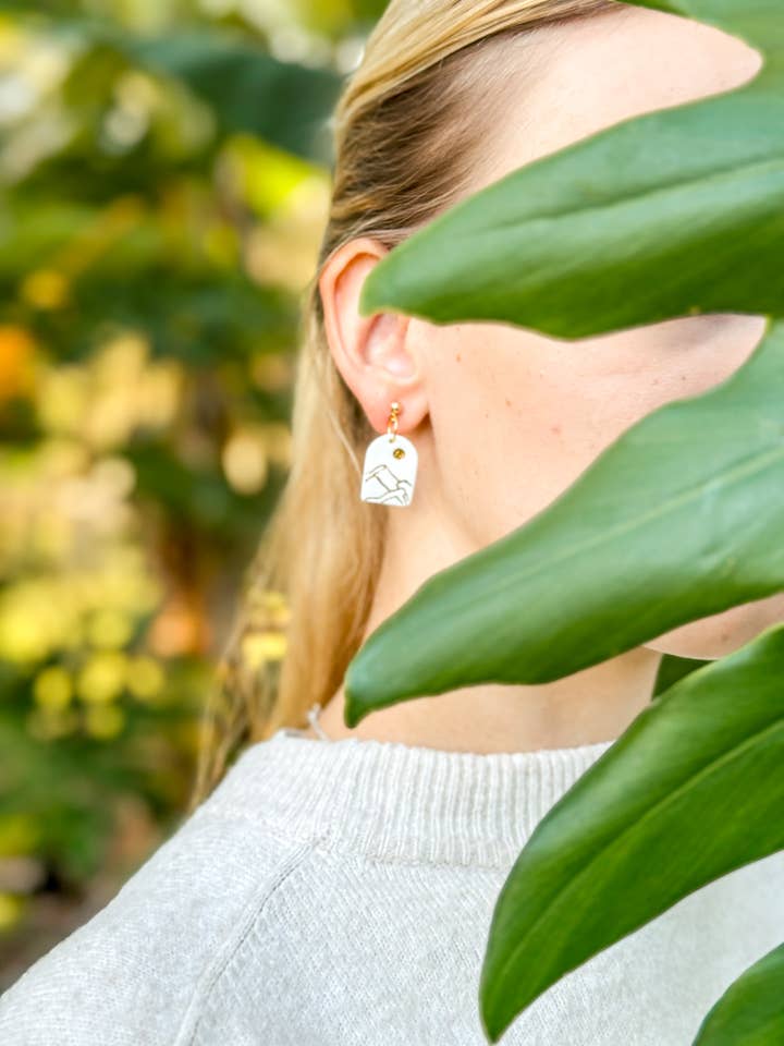 Ceramic Earrings - Landscape with Moon for wholesale by Wolf and Clay Pty Ltd