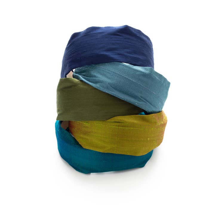 Dupioni Silk - Cool Palette - 2" Classic Headband for wholesale by Cookie & the Dude