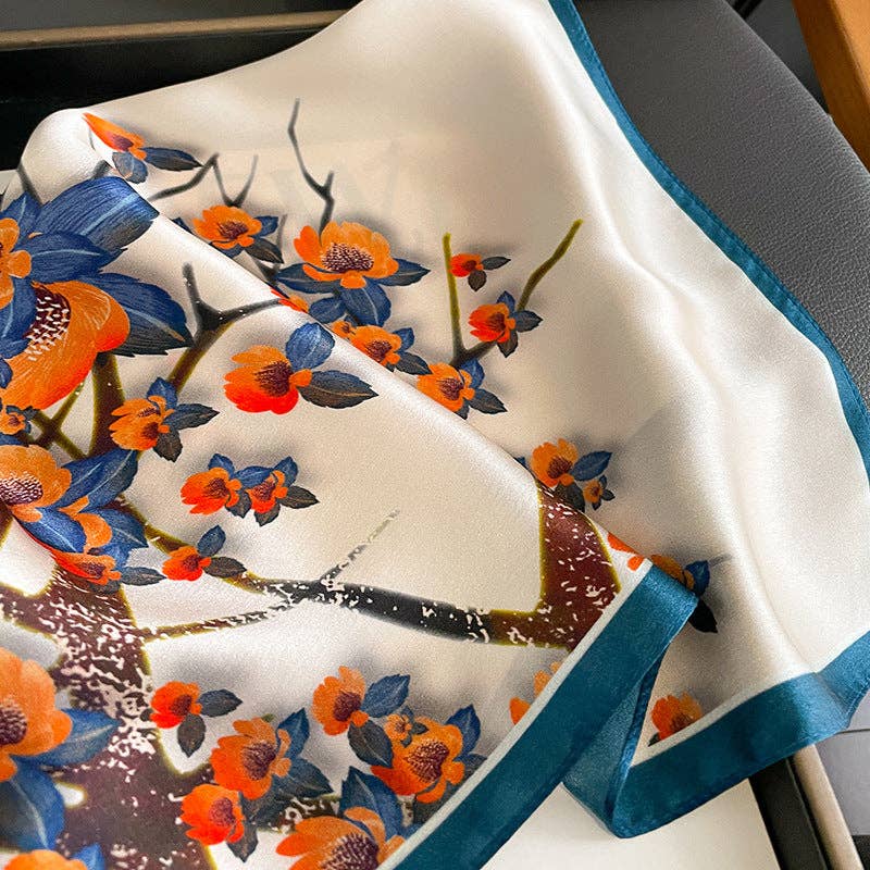 SueSilkHK – Engroshandel Tørklæde - Dame – Tørklæde i 100 % morbærsilke med blomstermotiv | Multianvendeligt halstørklæde, hårtørklæde og gaveidé til Mors Dag2