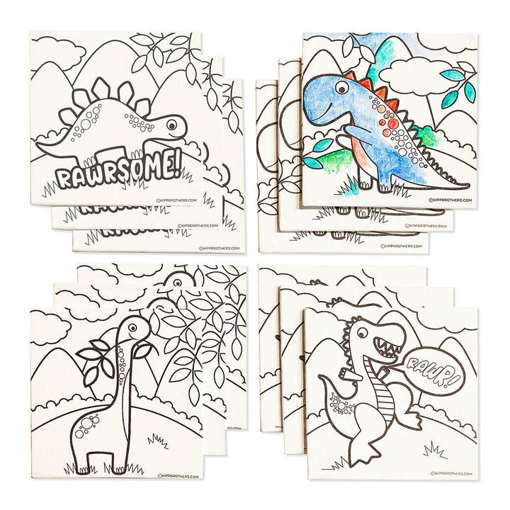 Kipp Brothers - Wholesale Art Set - Kids & Baby - Dinosaur Mini Canvas & Paint Sets 12 Pack