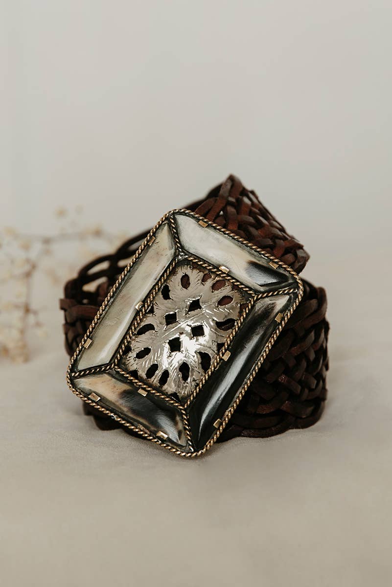 Lula Natura - Wholesale Belt - Women's - BROWN LEATHER BELT SQUARE EMPIRE9