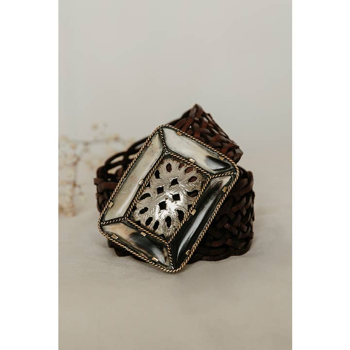 Lula Natura - Wholesale Belt - Women's - BROWN LEATHER BELT SQUARE EMPIRE9