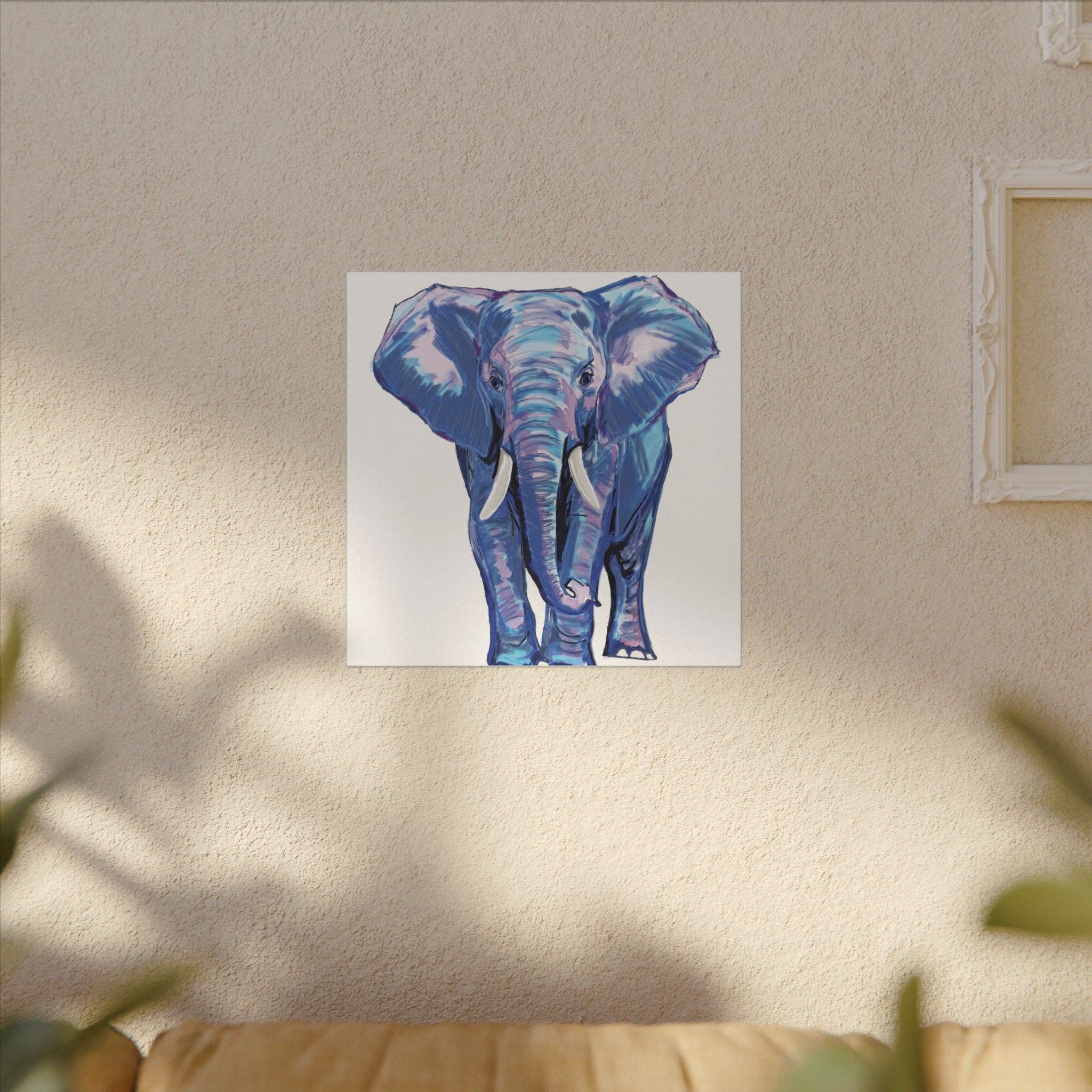 Blue Cava - Wholesale Art Print - Blue and Pink Elephant Canvas Art - Colorful Elephant Wall Décor52
