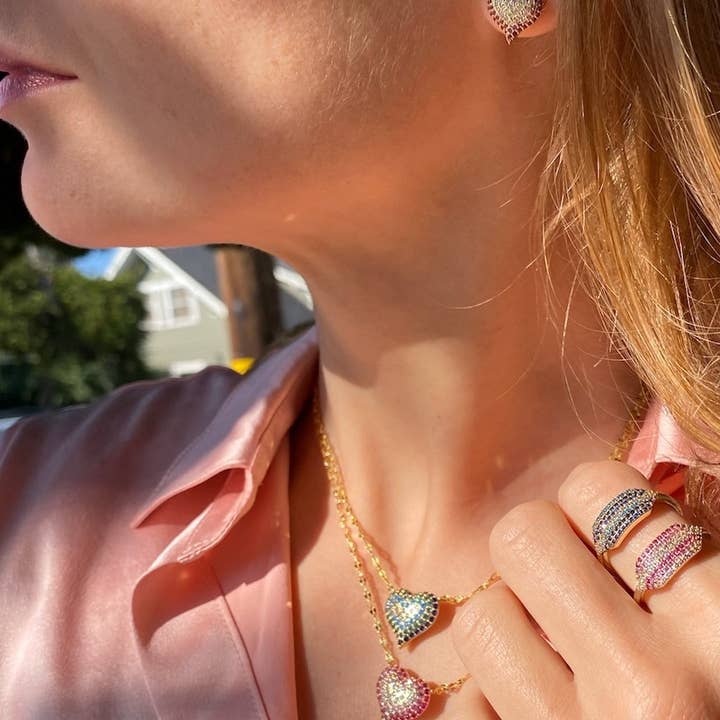 Native Gem - Wholesale Multi-Stone Ring - ZAZA STRIPE RING- PINK
