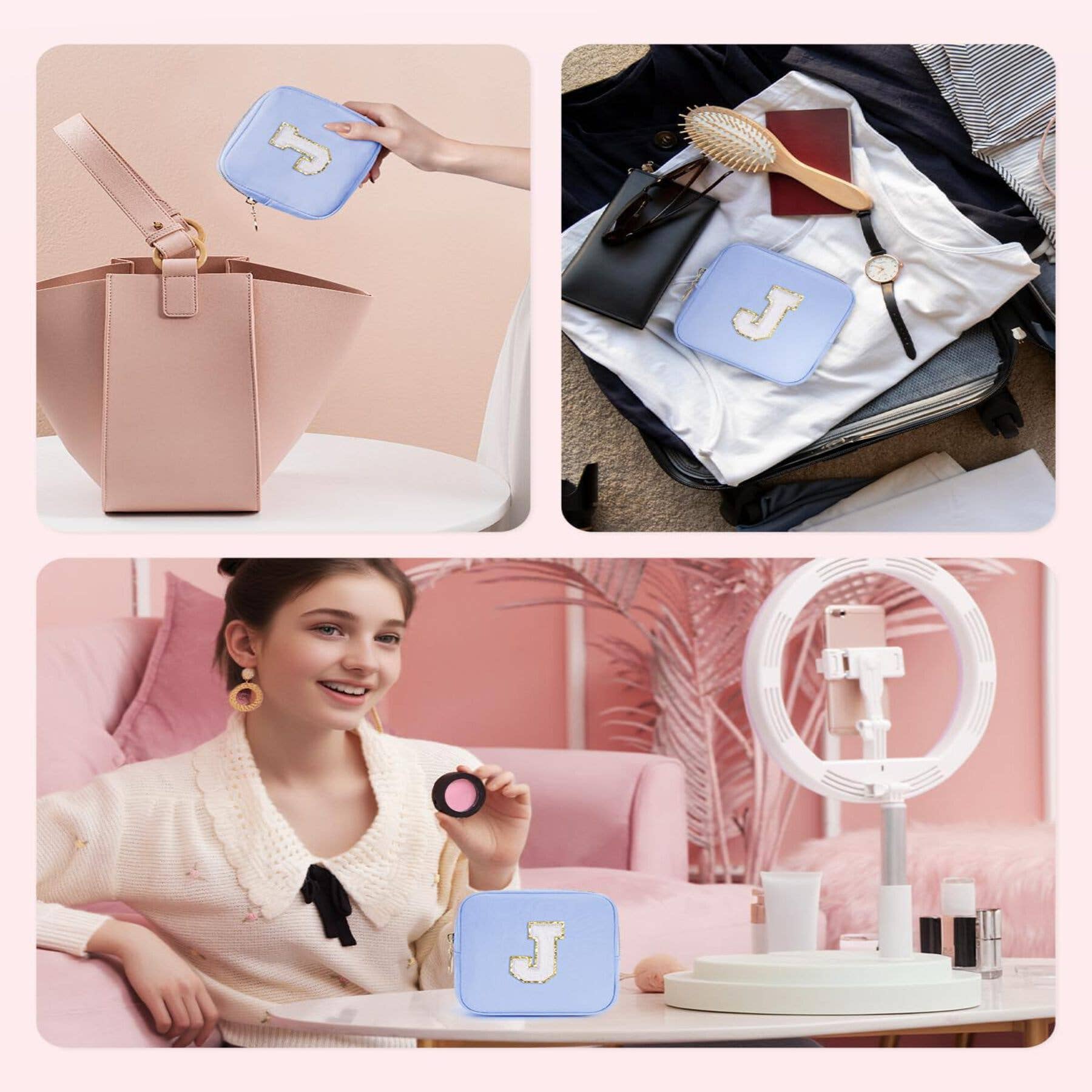 wandf – Großhandel Schmink-/Kosmetiktasche – Personalisierte Monogramm-Tasche Mini Initialen Schminktasche72