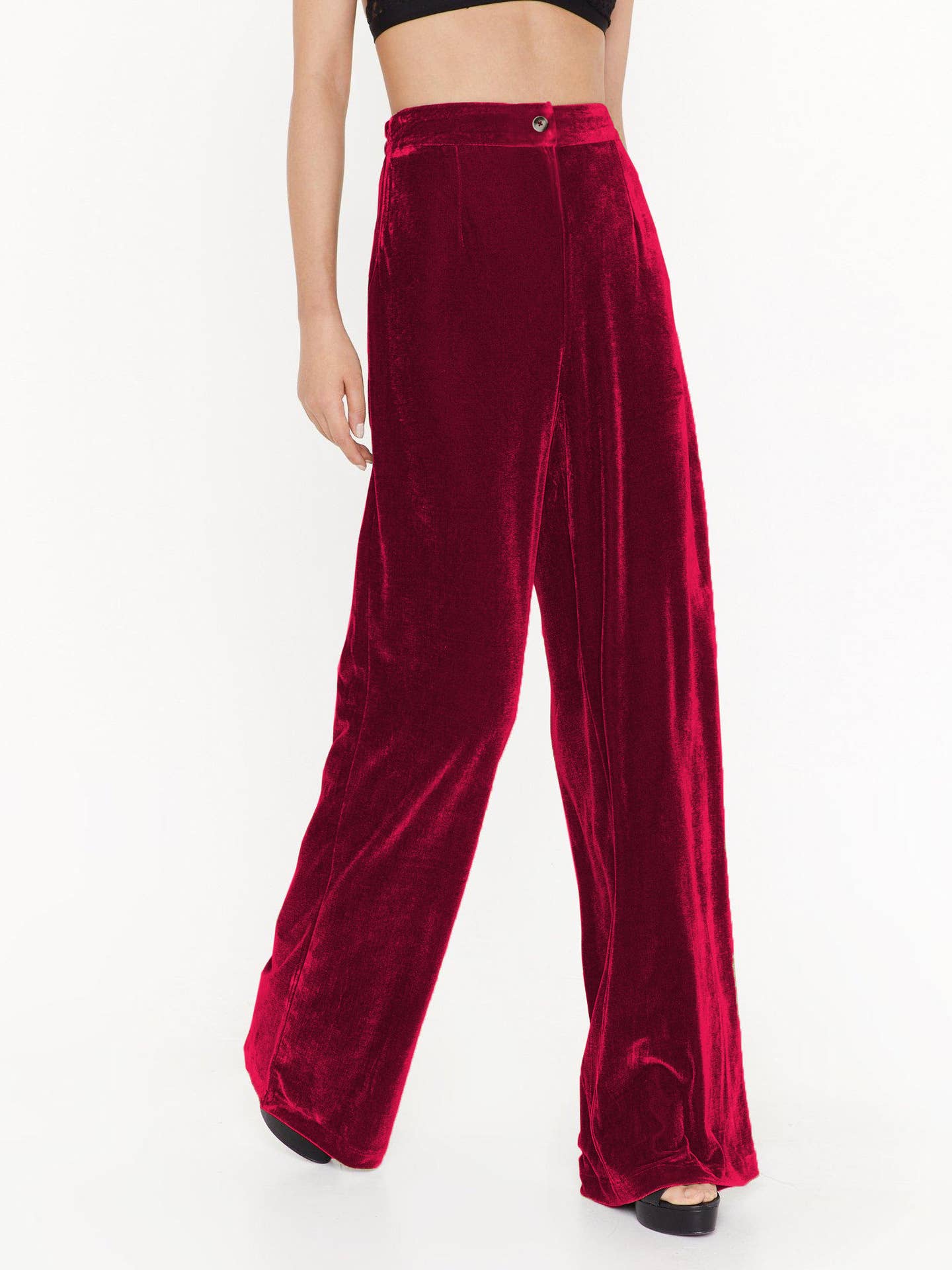 Sweetkama - Wholesale Pants - Women's - Solid Color Casual Style Wide Leg Velvet Pants GKBE0011