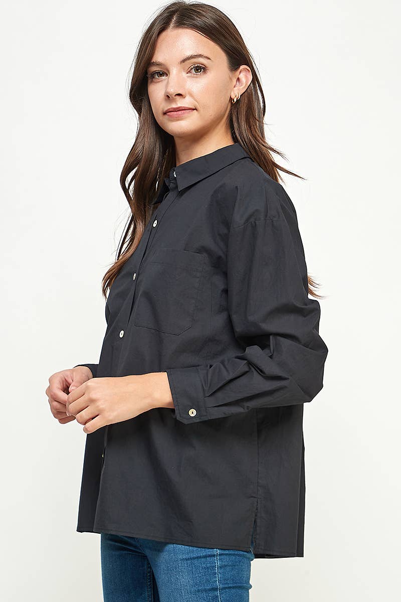 FUN2FUN - Wholesale Button Down Shirt - Women's - POPLIN COTTON BUTTON DOWN POCKET SHIRT17